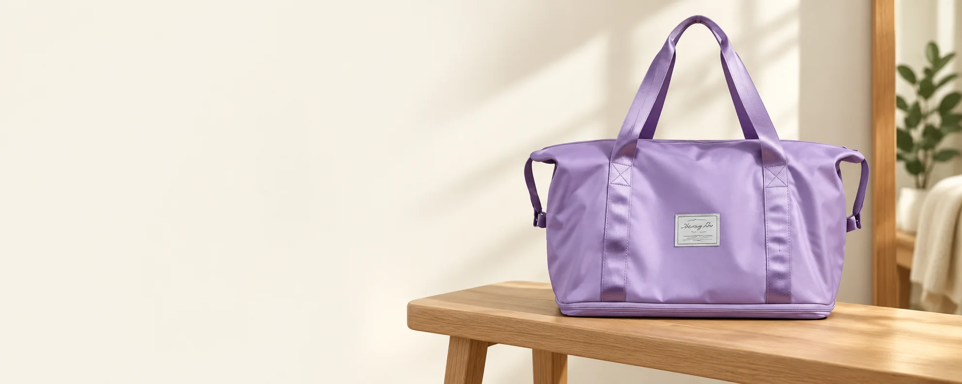 Expandable Travel & Gym Duffel Bag in an everyday home setting