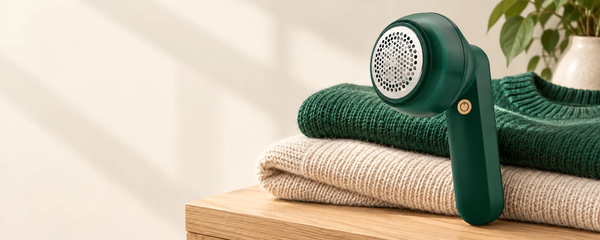 Rechargeable Lint Remover & Fabric Shaver in an everyday home setting