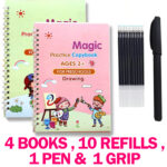 4 in 1 Sank Magic Book | Reusable Magic Practice Copy Book | 4 books + 1 Pen + 10 Refills +1 Grip - Image 4
