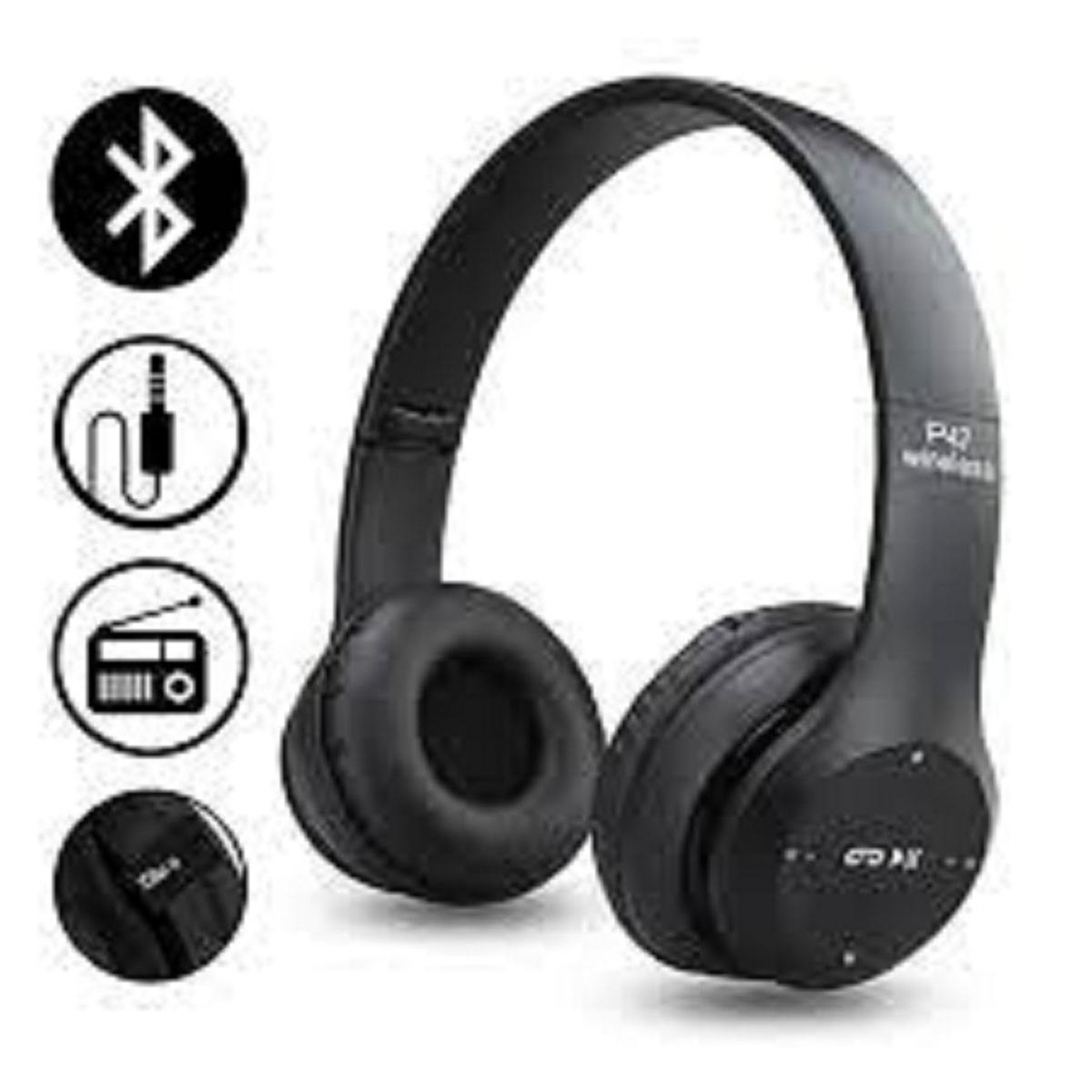 0-8_1726907242.jpg P47 Wireless Headphones | Bluetooth Foldable Headset | Stereo Sound | FM Radio & TF Card Support | Built-in Microphone - Image 1
