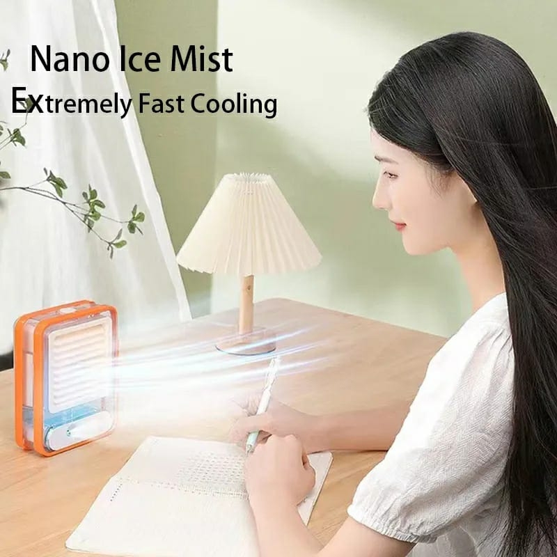 10_1744966383.jpg Portable USB Air Cooler Fan – 3-Speed, Mist Spray, Rechargeable | Random Color - Image 1
