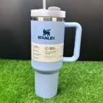 Light Blue Stanley 40 Oz Stainless Steel Tumbler | Leak-Proof Vacuum Insulated Travel Mug | Hot & Cold - Image 4