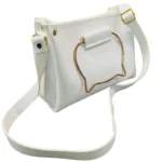White Elegant Cat Handle Handbag for Girls & Ladies | Stylish Shoulder & Crossbody Bag with Gold Accents | Adjustable Strap - Image 3