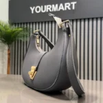 Crescent Luxury Faux Leather Shoulder Bag | Dark Gray Elegant Handbag for Women - Image 5