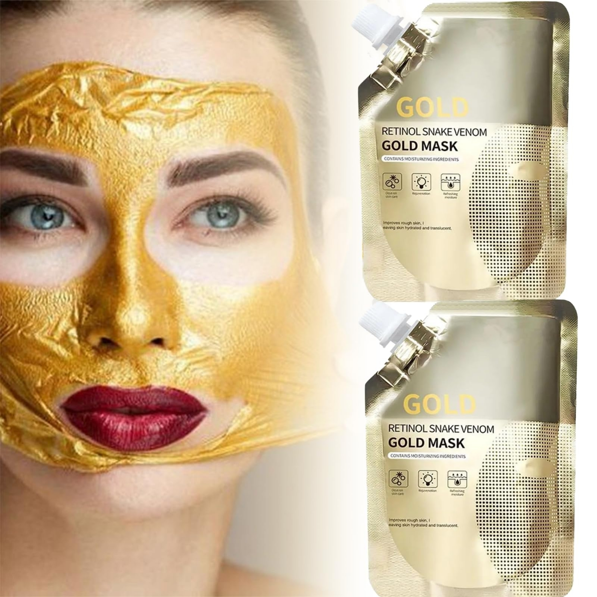 16_1758004193.jpg Retinol Snake Venom Peptide Gold Mask | Anti-Aging Moisturizing Brightening Skincare Cream 100g - Image 1