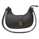 Crescent Luxury Faux Leather Shoulder Bag | Dark Gray Elegant Handbag for Women - Image 8