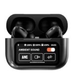 Black A9 Pro ANC Bluetooth 5.4 Wireless Earbuds with Smart Screen and Active Noise Cancellation - Image 2