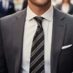 Black Label Diagonal Tie & Pocket Square Set | Premium Men’s Formal Black Tie | Classic Diagonal Stripe Design - Image 8