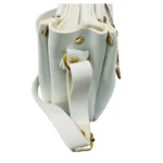 White Elegant Cat Handle Handbag for Girls & Ladies | Stylish Shoulder & Crossbody Bag with Gold Accents | Adjustable Strap - Image 4