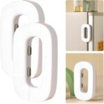 Child Safety Refrigerator Lock | Baby Proof Double Button Fridge Lock White & Grey - Image 5