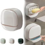 Milky White | Self-Adhesive Wall-Mounted Luxury Soap Holder with Lid and Drainage Tray - Image 5