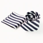 Blue & White Striped Tie & Pocket Square Set | Premium Men’s Formal Striped Tie | Classic Blue & White Design - Image 2