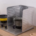 3-Sided Oil Proof Aluminum Foil Splatter Guard | Foldable Heat Insulation for Kitchen Stove | Silver - Image 3