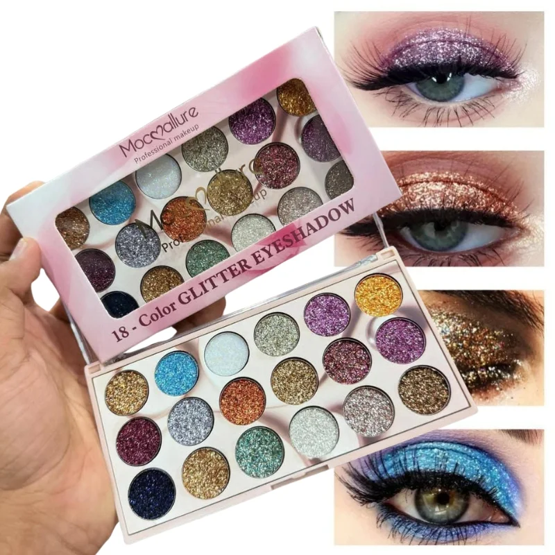 3_1762977069.webp Mocallure 18 Color Glitter Kit | High-Pigment Sparkle Palette for Eyes, Lips & Face Makeup - Image 1