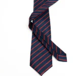 Harvard Stride Navy-Red Tie & Pocket Square Set | Premium Men’s Formal Striped Tie | Classic Navy & Red Design - Image 3