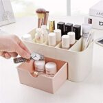 Plastic Makeup Organizer with Drawer | Desktop Cosmetics & Makeup Brush Storage Box | Office & Stationery Organizer - Image 4