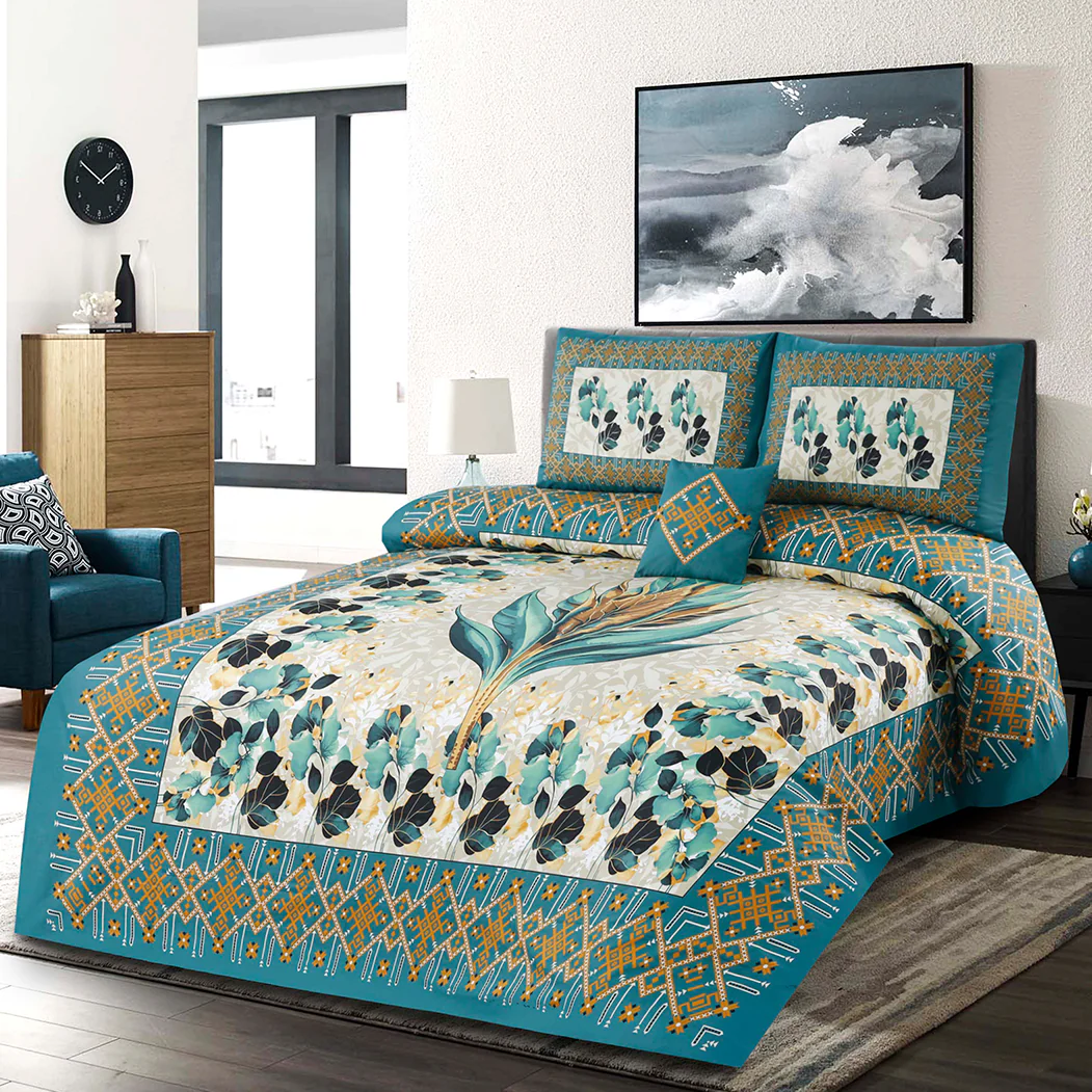 43B8010_1800x18001_1770038102.webp Sigma 4Pcs Cotton Printed Bedsheet Set | Soft, Breathable & Durable Bedding - Image 1