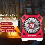 Multipurpose Rechargeable Desk & Camping Fan with LED Light, Flashlight & Power Bank - Image 4