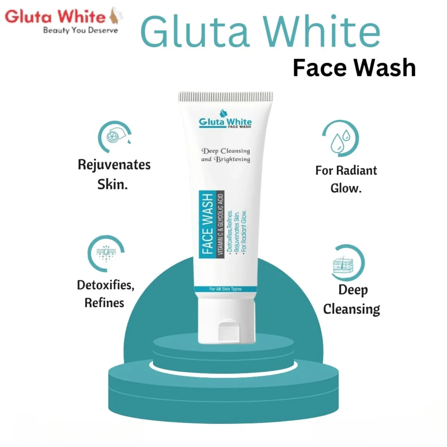 4_1754343884.webp Gluta White Face Wash | Deep Cleansing Brightening Oil Control Gentle Daily Cleanser - Image 1