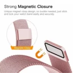 Rose Pink | Apple Watch Milanese Magnetic Loop Strap | Stainless Steel Band  | 42mm / 44mm / 45mm - Image 4