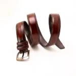 Medium Brown Imported Belt | Premium Matt Finish Strap with Elegant Metal Buckle for Formal & Casual Wear - Image 3