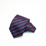 Harvard Stride Navy-Red Tie & Pocket Square Set | Premium Men’s Formal Striped Tie | Classic Navy & Red Design - Image 4