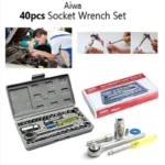 40pcs Aiwa Socket Wrench Tool Kit | Durable Stainless Steel Multi-Purpose Repair Set - Image 4