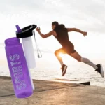 Purple Stylish Water Sport Bottle 1000ml with Straw | Leakproof BPA-Free Hydration Bottle for School, Gym & Travel