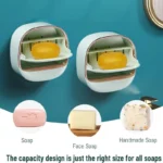 Light Green | Self-Adhesive Wall-Mounted Luxury Soap Holder with Lid and Drainage Tray - Image 4
