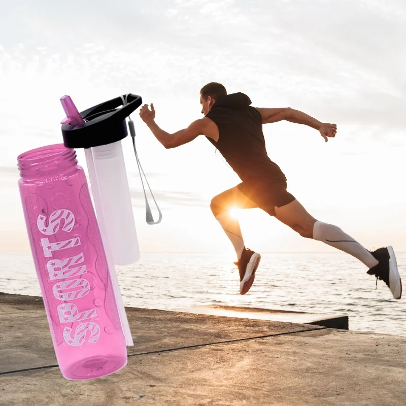 6_1764932936.webp Pink Stylish Water Sport Bottle 1000ml with Straw | Leakproof BPA-Free Hydration Bottle for School, Gym & Travel - Image 1