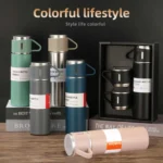 3 Cup 500ML Double-Layer Stainless Steel Vacuum Flask Set | Hot & Cold | Travel Thermos - Image 5