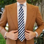 Blue & White Striped Tie & Pocket Square Set | Premium Men’s Formal Striped Tie | Classic Blue & White Design - Image 4