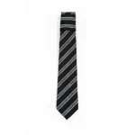 Black Label Diagonal Tie & Pocket Square Set | Premium Men’s Formal Black Tie | Classic Diagonal Stripe Design - Image 2