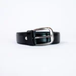 Black Pure Leather Belt | Premium Formal Wear Belt with Rugged Leather Interior & Elegant Metal Buckle - Image 2
