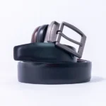 Black & Chocolate Brown Imported Reversible Belt | Double-Sided Matt Finish Strap with Elegant Metal Buckle