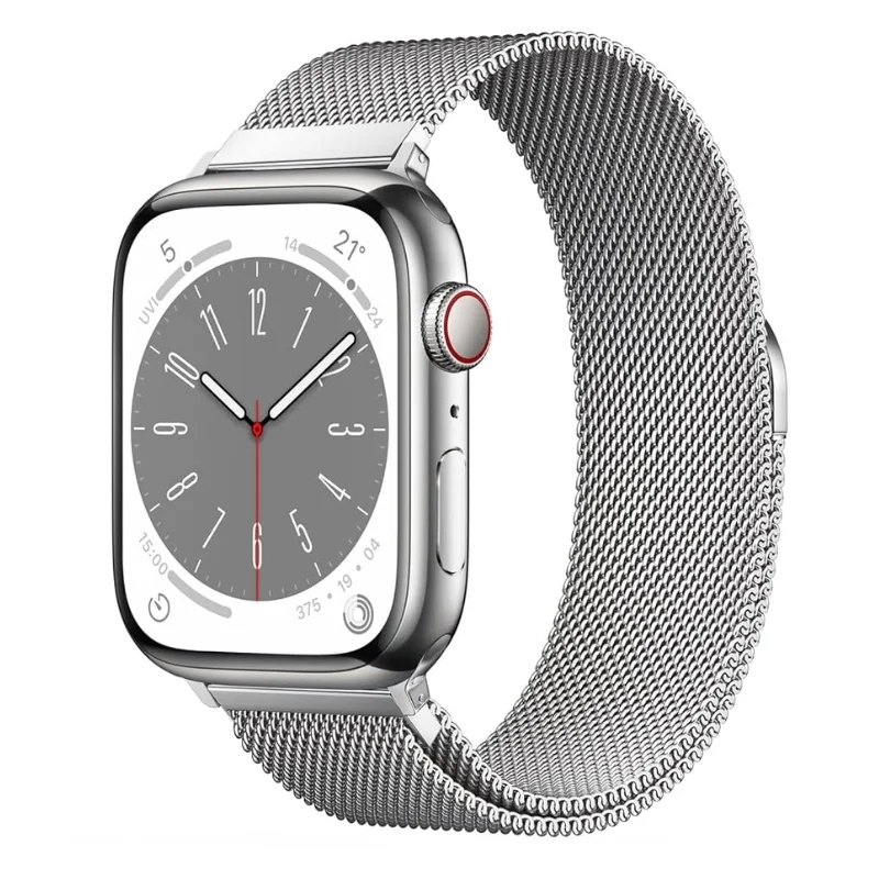 9_1756885617.webp Silver | Apple Watch Milanese Magnetic Loop Strap | Stainless Steel Band | 42mm / 44mm / 45mm - Image 1