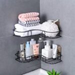 Wall Corner Rack with 2 Self-Adhesive Screws | Stainless Steel Bathroom & Kitchen Storage Shelf - Image 3