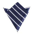 Navy Blue Pencil Stripe Tie & Pocket Square Set | Premium Men’s Formal Navy Tie | Classic Pencil Stripe Design - Image 3