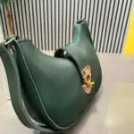 Crescent Leather Luxury Shoulder Bag for Women | Deep Green - Image 2