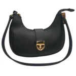 Crescent Leather Luxury Shoulder Bag for Women | Black