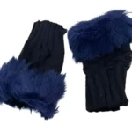 Women’s Faux Fur Fingerless Knitted Gloves | Warm Winter Hand Wrist Warmers | Soft, Stylish & Comfortable | Blue - Image 4