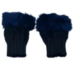 Women’s Faux Fur Fingerless Knitted Gloves | Warm Winter Hand Wrist Warmers | Soft, Stylish & Comfortable | Blue - Image 5