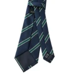 Navy Green & White Stripe Design  | Premium Men’s Formal Silk Tie and Pocket Square Set | Navy Green & White Stripe Design - Image 2