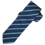 Navy Green & White Stripe Design  | Premium Men’s Formal Silk Tie and Pocket Square Set | Navy Green & White Stripe Design - Image 3
