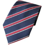 Navy Blue & Red  Striped Tie & Pocket Square Set  | Premium Formal Necktie | Graduation, Wedding & Suit Wear - Image 2