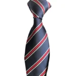 Navy Blue & Red  Striped Tie & Pocket Square Set  | Premium Formal Necktie | Graduation, Wedding & Suit Wear - Image 3