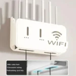 White  WiFi Router Storage Box & Wall Mount Shelf  Universal Cable Organizer | Space-Saving Holder for Modem, Set-Top Box & Smart Devices | Home & Office Use