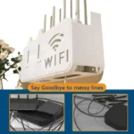 White  WiFi Router Storage Box & Wall Mount Shelf  Universal Cable Organizer | Space-Saving Holder for Modem, Set-Top Box & Smart Devices | Home & Office Use - Image 2