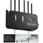 Black WiFi Router Storage Box & Wall Mount Shelf  Universal Cable Organizer | Space-Saving Holder for Modem, Set-Top Box & Smart Devices | Home & Office Use - Image 2