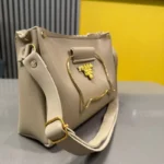 Beige Elegant Cat Handle Handbag for Girls & Ladies | Stylish Shoulder & Crossbody Bag with Gold Accents | Adjustable Strap - Image 3